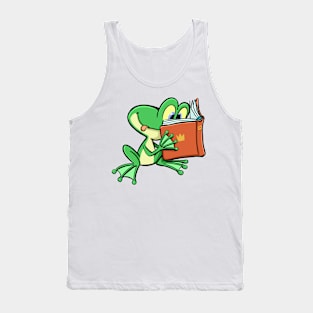 green frog reads fairy tales from a book Tank Top